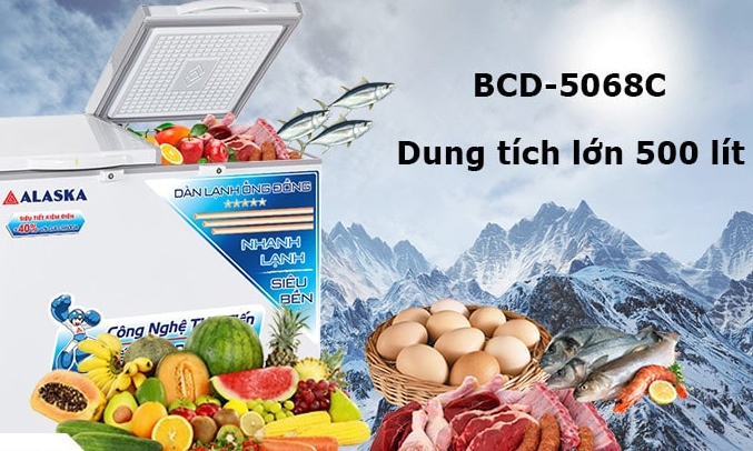 tủ đông mát alaska 500 lít mới 100%