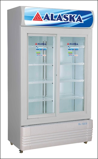 tủ làm mát 2 cửa lùa alaska 1200 lít, mới 98%